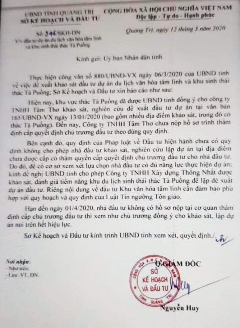 Chủ 'đại dự án tâm linh bí hiểm' được khảo sát thêm một khu sinh thái ở Quảng Trị ảnh 1