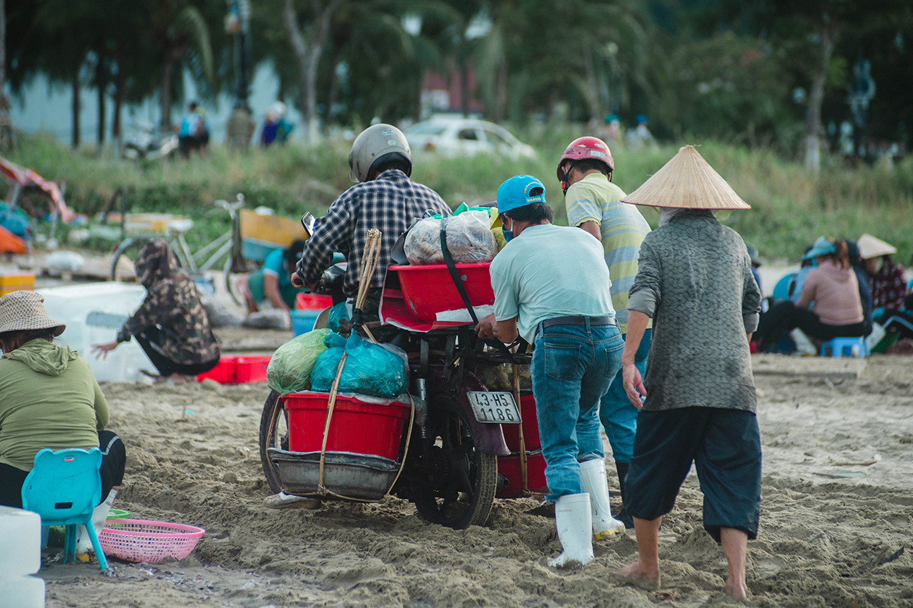 Chợ cá lúc bình minh bên đường Hoàng Sa ảnh 11