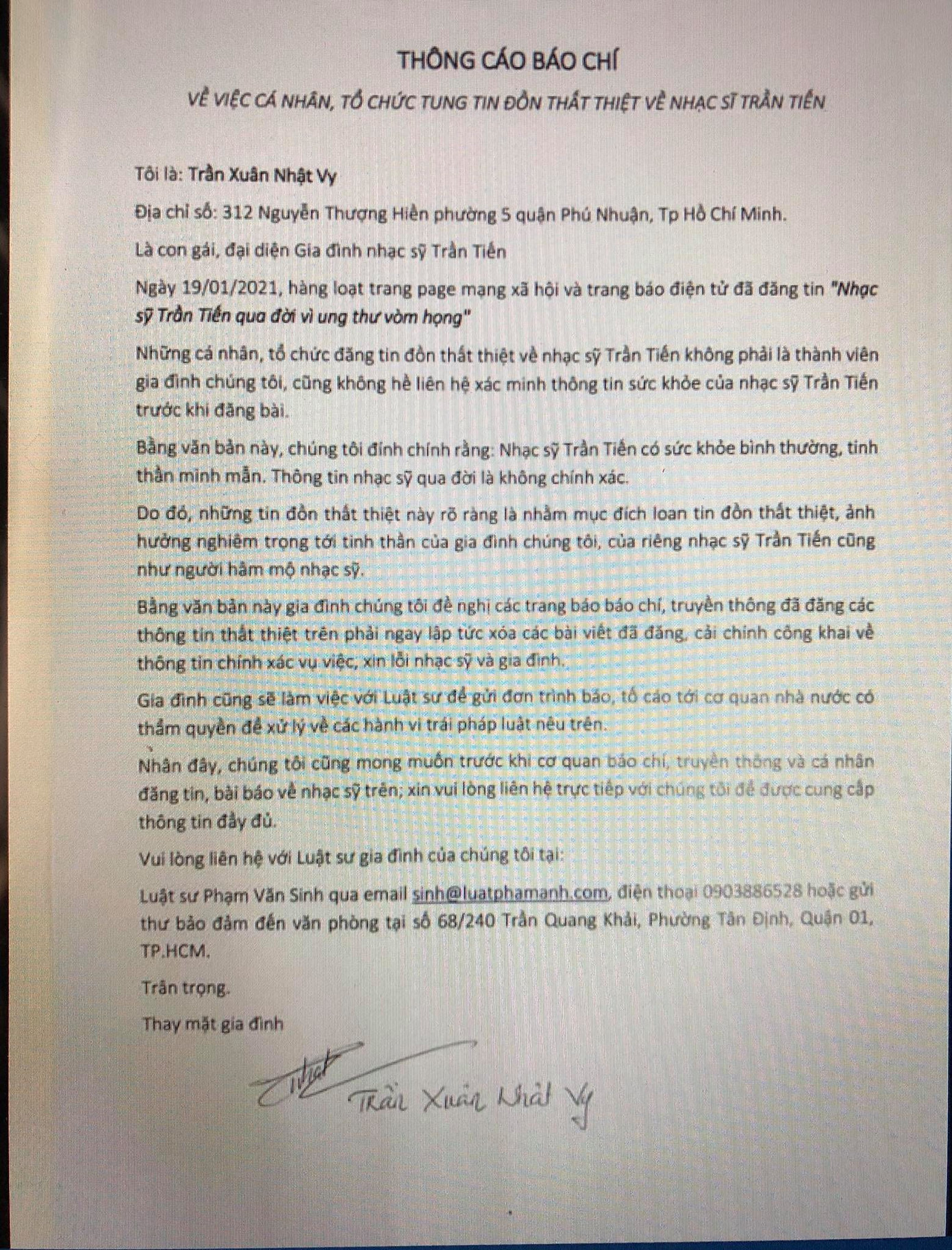 Người tung tin sai sự thật về việc nhạc sĩ Trần Tiến qua đời bị xử lý thế nào? ảnh 1