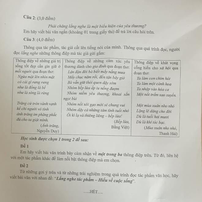 Đề thi Ngữ Văn lớp 10 TP.HCM bàn về vai trò của Lắng nghe giữa đại dịch COVID-19 ảnh 2
