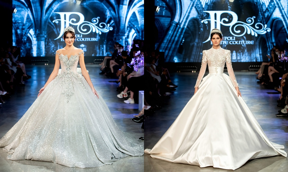 Hoa hậu Tiểu Vy mặc váy cô dâu, đội vương miện như “nữ hoàng” làm vedette show thời trang ảnh 2