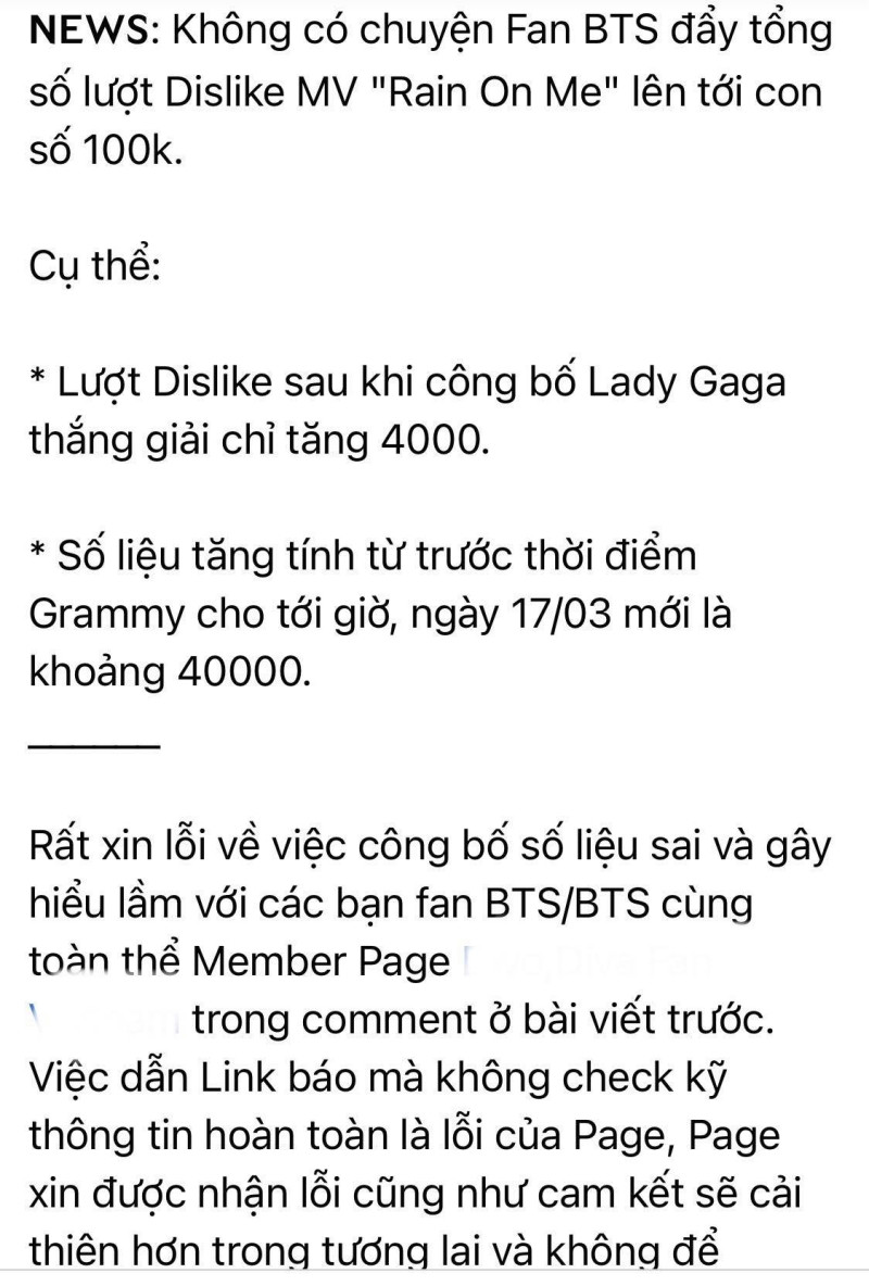 Đăng tin sai sự thật, hàng loạt page giải trí lớn phải xin lỗi cộng đồng người hâm mộ BTS ảnh 5