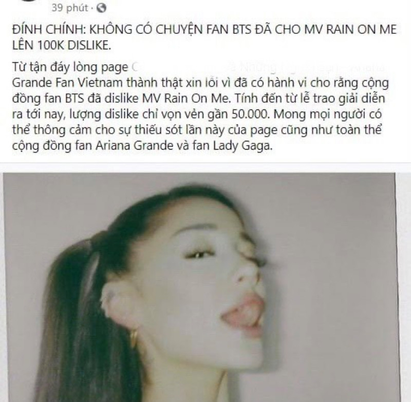 Đăng tin sai sự thật, hàng loạt page giải trí lớn phải xin lỗi cộng đồng người hâm mộ BTS ảnh 4