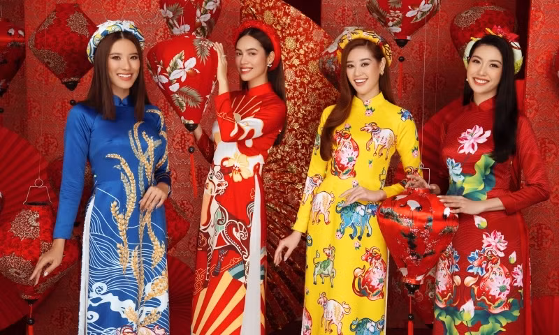 Ngắm dàn người đẹp Hoa hậu Hoàn vũ khoe sắc rạng ngời trong bộ ảnh Tết Tân Sửu ảnh 6