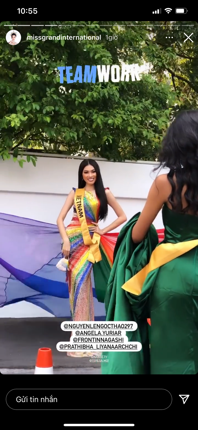 Mặc thiết kế với thông điệp ủng hộ LGBT+, Á hậu Ngọc Thảo nổi bật trước bạn bè quốc tế ảnh 4
