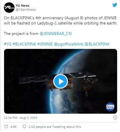 Mừng sinh nhật BLACKPINK, fan Jennie đưa hình ảnh của cô lên hẳn vệ tinh ngoài Trái Đất ảnh 1