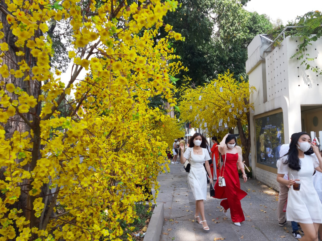 Đi Đường hoa Nguyễn Huệ, bạn trẻ phải đeo khẩu trang chụp hình và xếp hàng đo thân nhiệt ảnh 10