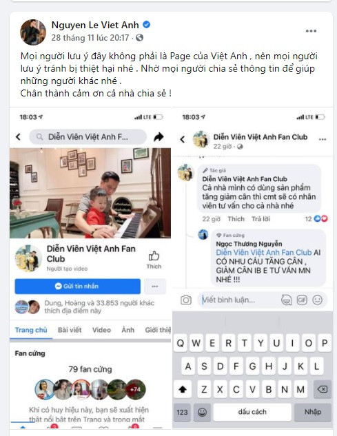 Việt Anh lên tiếng khi có trang Facebook giả mạo mình để kinh doanh ảnh 1