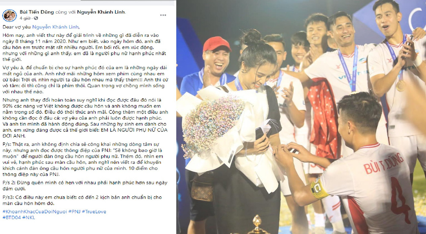 Bùi Tiến Dũng tặng Khánh Linh màn cầu hôn ngay tại trận đấu kèm tâm thư 'ngọt lịm' ảnh 1