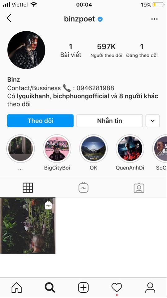 Instagram của Binz chỉ còn một bài đăng duy nhất. Vì sao Binz xóa hết bài đăng trên Instagram, chỉ còn đoạn nhạc ngọt lịm nghi cho Châu Bùi? ảnh 1