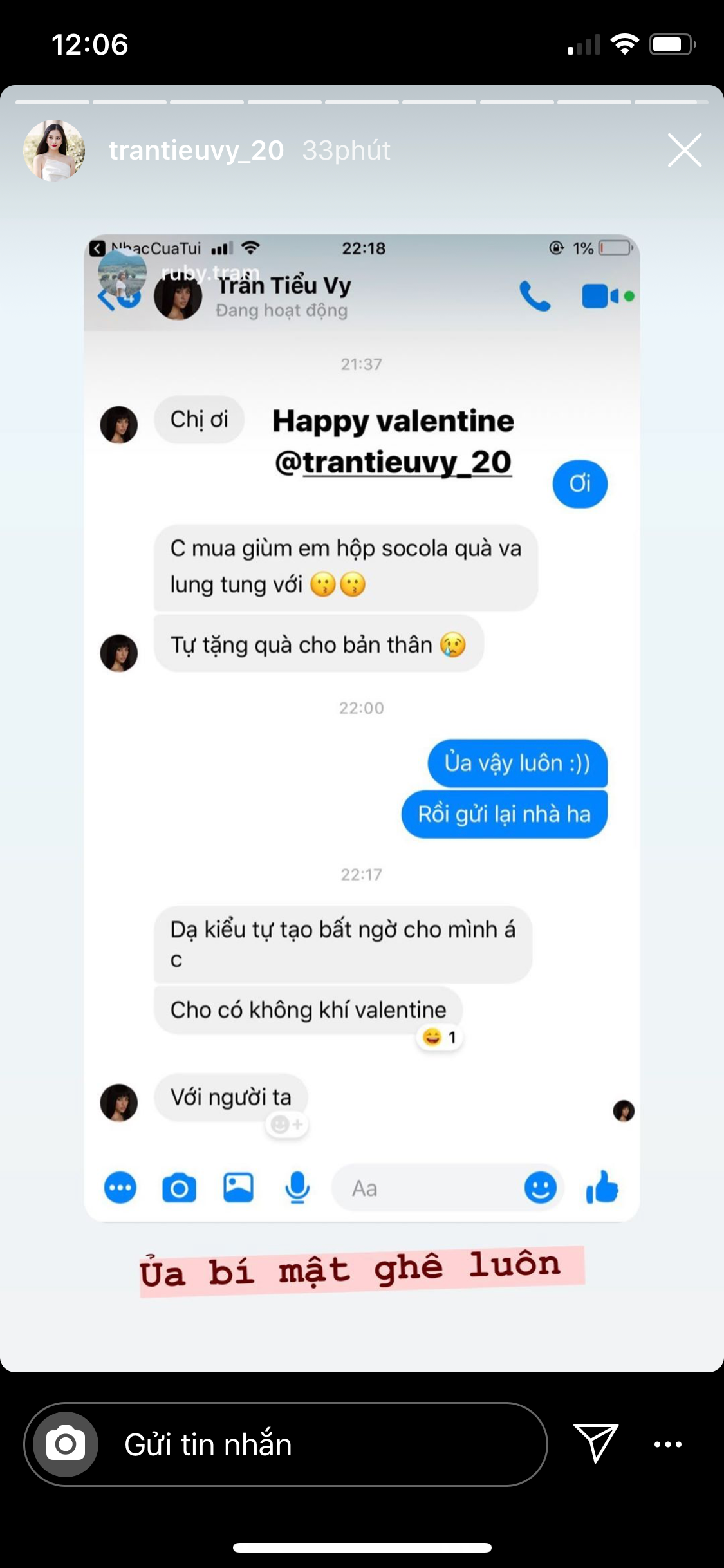 Tú Anh được chồng tặng xe, Tiểu Vy tự mua soccola tặng mình ngày Valentine ảnh 6