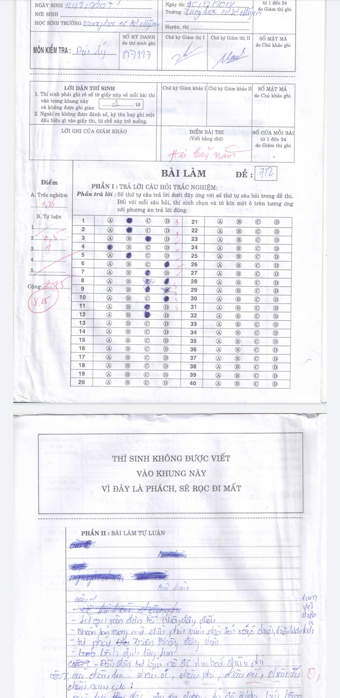 Hàng trăm bài kiểm tra được nâng điểm ở Vĩnh Long: Lại do lỗi nghiệp vụ? ảnh 2
