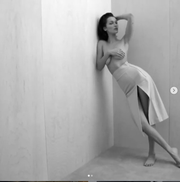 Bella Hadid tung clip để ngực trần, phô dáng đẹp như thần Vệ nữ ảnh 4