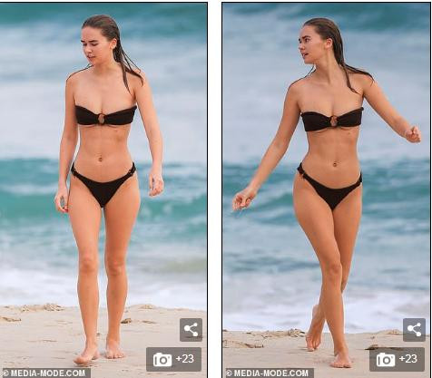 Liam Hemsworth khoe cơ bụng 6 múi, bạn gái mặc bikini dáng như tạc tượng ảnh 4