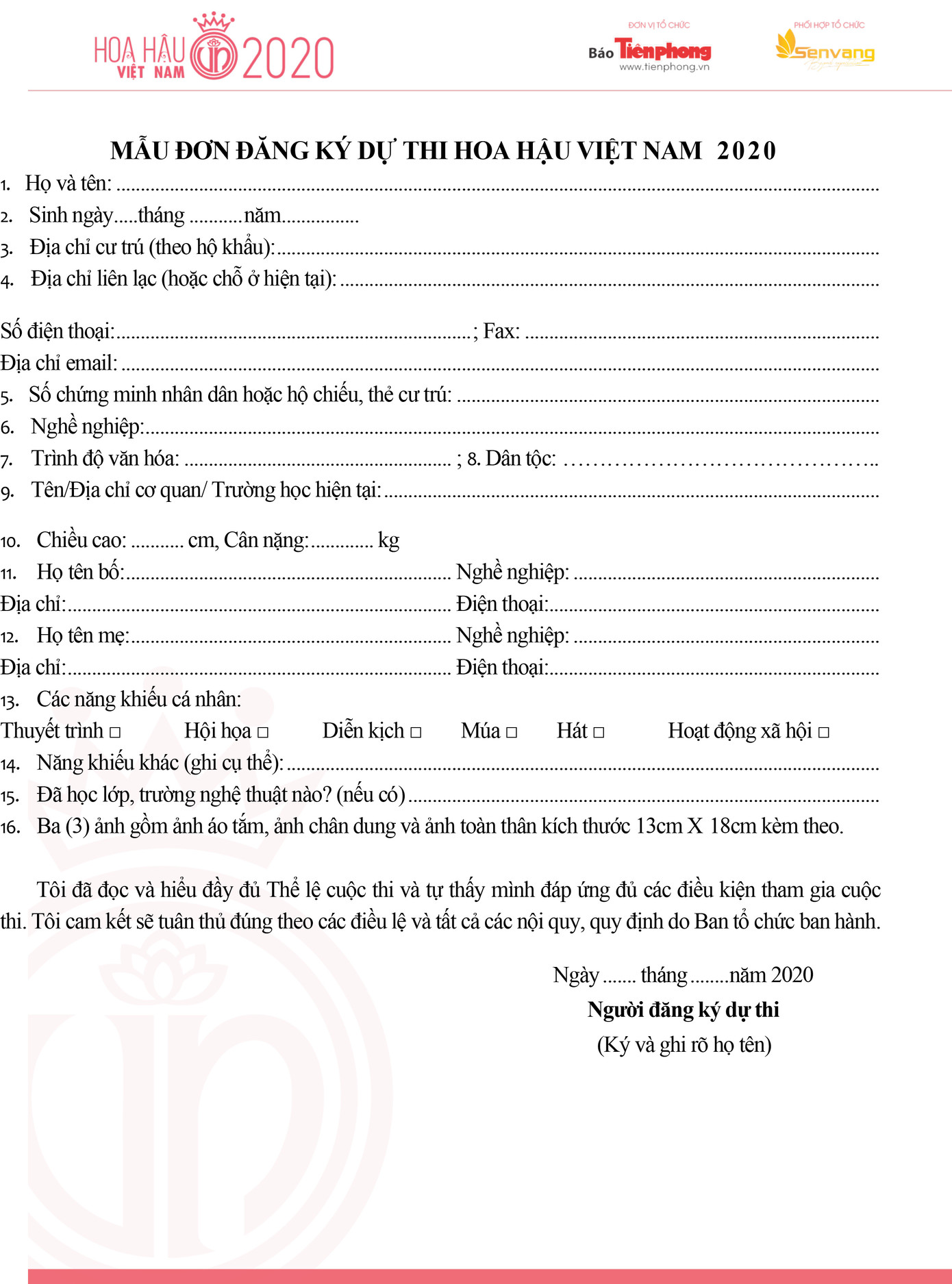 Thể lệ cuộc thi Hoa hậu Việt Nam 2020 ảnh 1