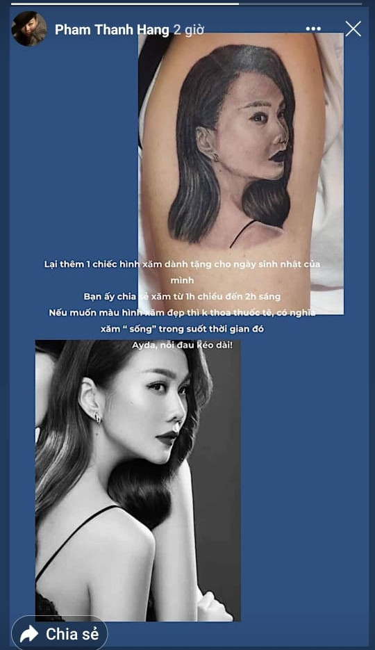 Thanh Hằng xót xa biết fan xăm 'sống' chịu đau 12 tiếng để có ảnh mình trên cơ thể ảnh 1