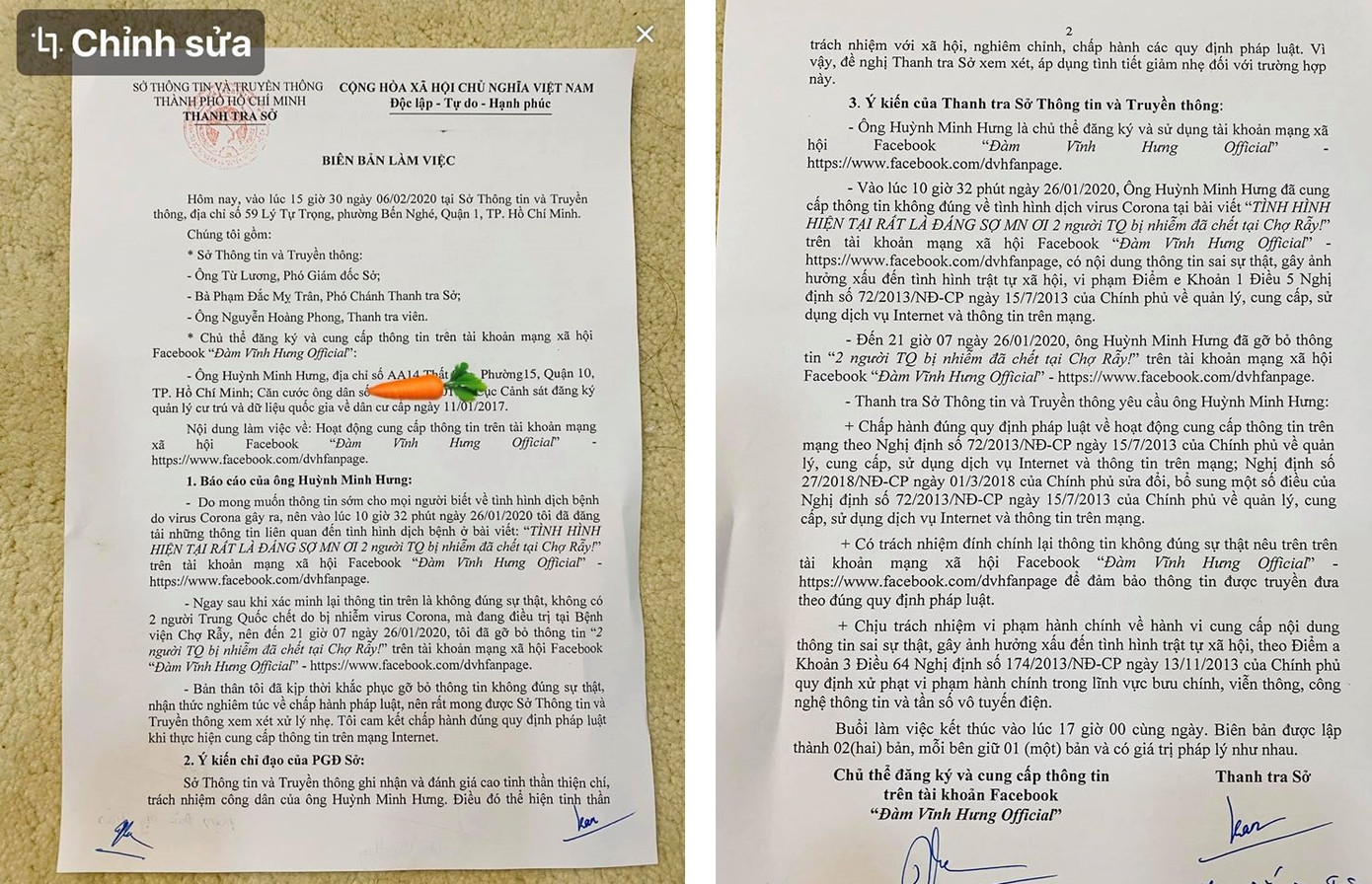 Đàm Vĩnh Hưng thừa nhận đưa tin sai về dịch corona ảnh 1