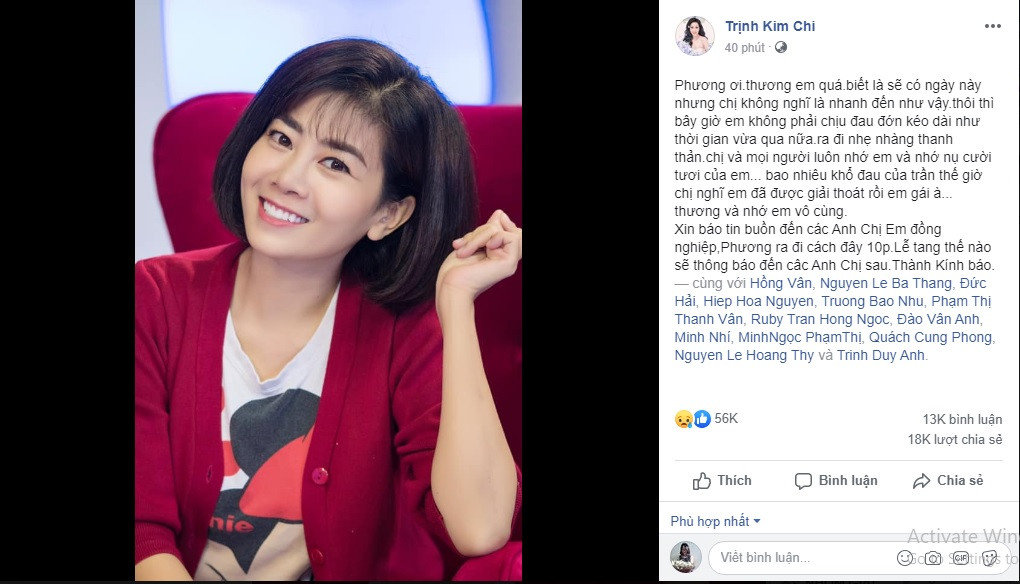 Sao Việt bàng hoàng nghe tin Mai Phương ra đi mãi mãi ảnh 1