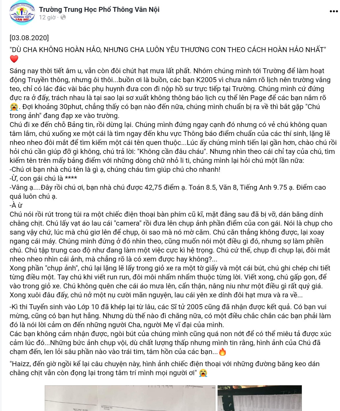 Hình ảnh người cha với điện thoại cũ chụp kết quả thi cho con khiến nhiều người xúc động ảnh 5