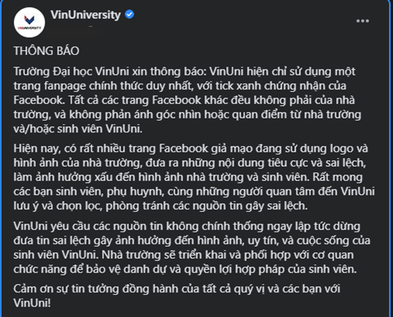 Trường Đại học VinUni lên tiếng về các thông tin đang gây xôn xao cộng đồng mạng ảnh 6