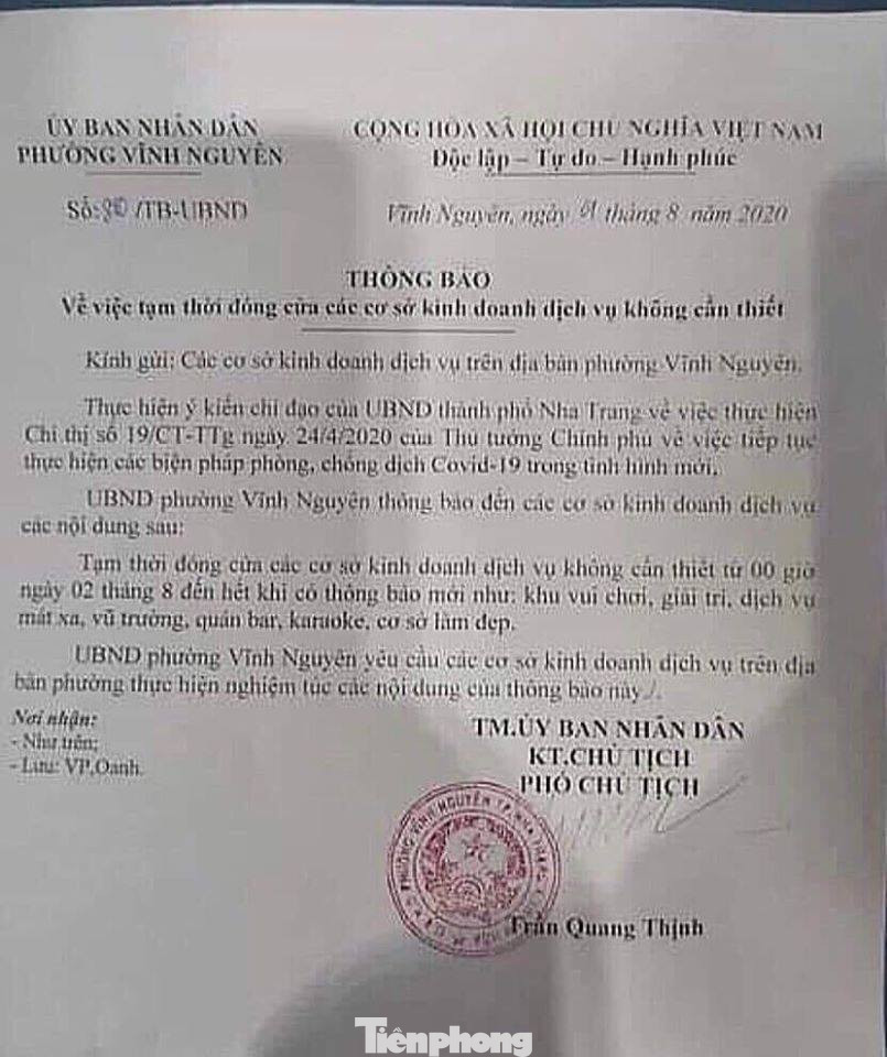 Nha Trang thu hồi thông báo đóng cửa kinh doanh vì dịch COVID-19 của phường ảnh 1