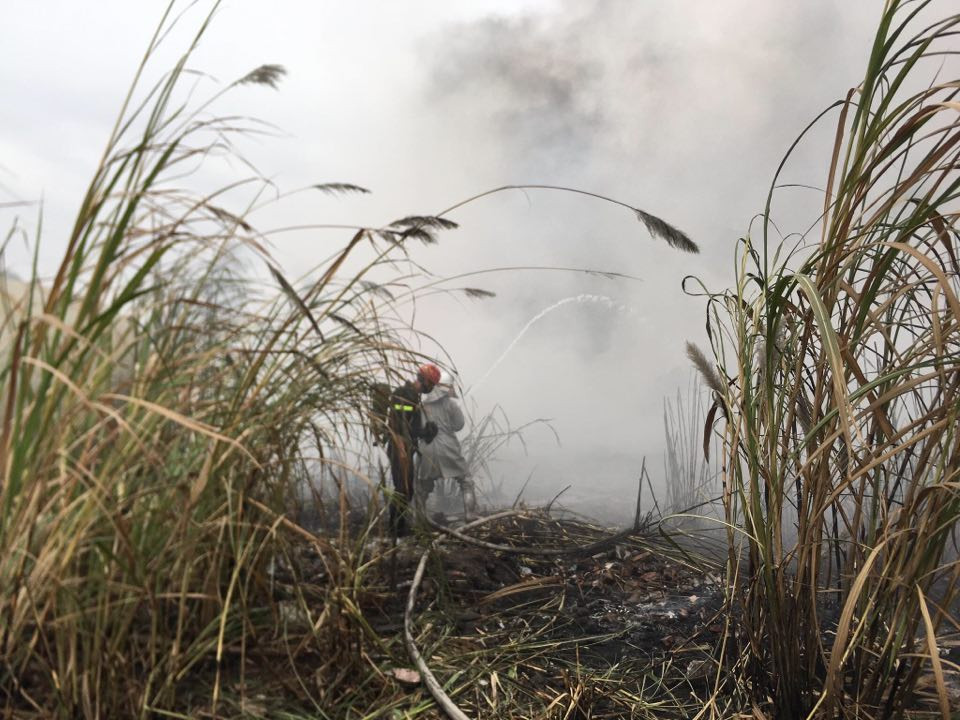 Cháy lớn tại bãi cỏ dưới chân cầu Thanh Trì ảnh 6