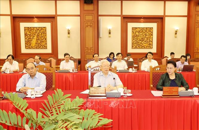 Tổng Bí thư, Chủ tịch nước chủ trì buổi làm việc với Ban Thường vụ Thành ủy Hà Nội ảnh 1