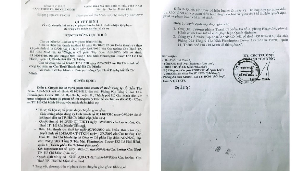 Asanzo nói gì khi bị Cục thuế TP chuyển hồ sơ truy cứu trách nhiệm hình sự? ảnh 1