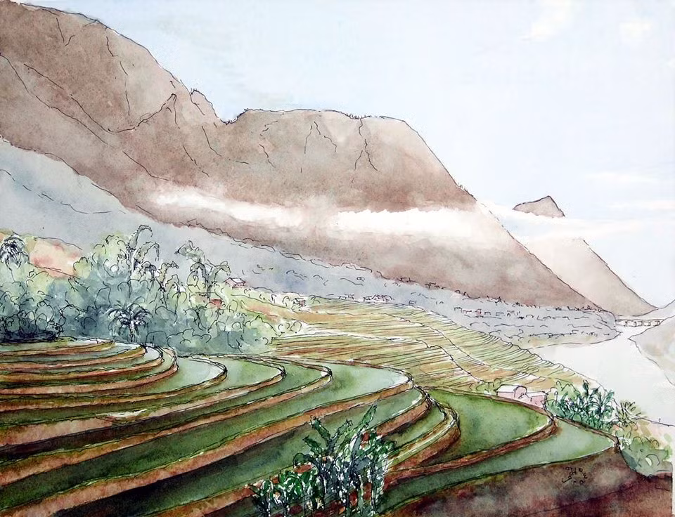 Du khách Pháp vẽ cảnh đẹp Việt Nam, gửi cho bạn bè về đất nước chống COVID-19 hiệu quả ảnh 1