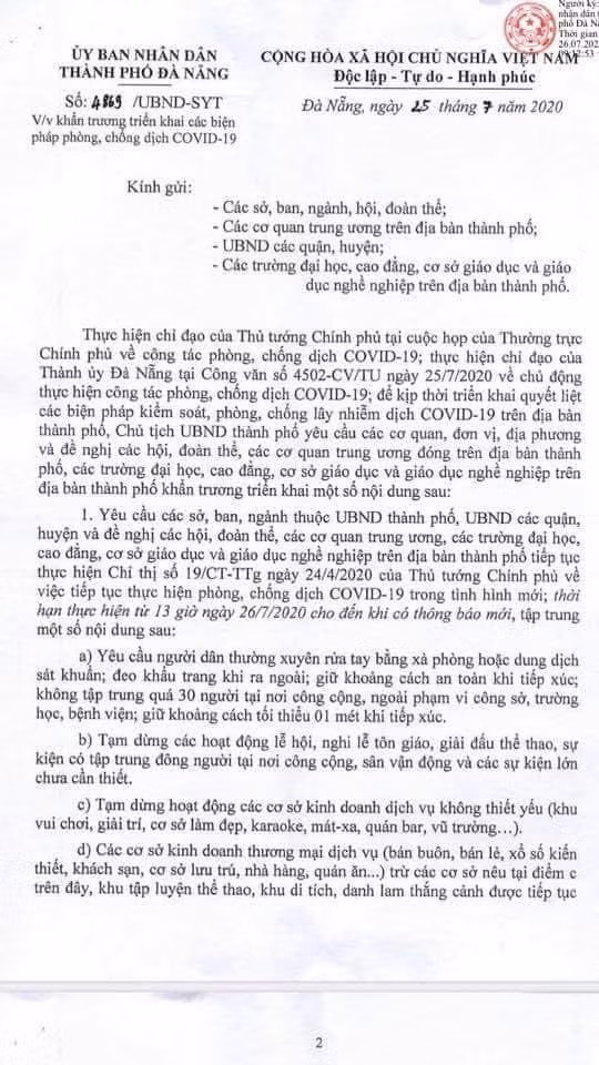 Đà Nẵng thực hiện giãn cách xã hội, tạm dừng đón khách du lịch trong 14 ngày ảnh 1