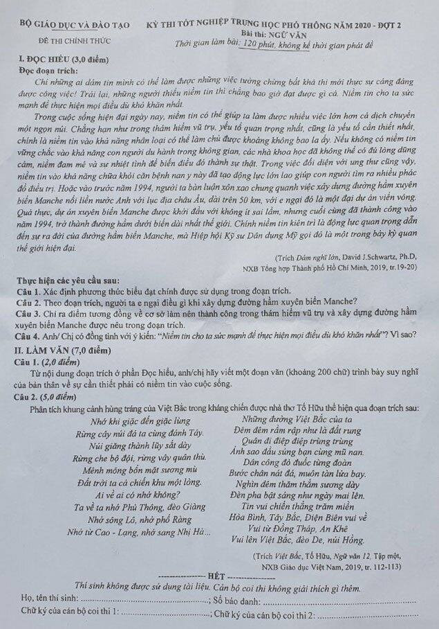Thi tốt nghiệp THPT đợt 2: Đề Văn “bẻ lái” với “Việt Bắc” khiến nhiều thí sinh chới với ảnh 1