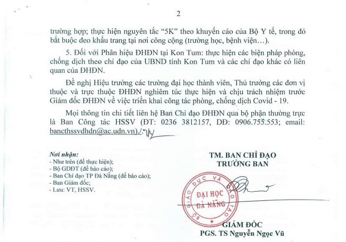Thông báo của ĐH Đà Nẵng Đà Nẵng: Sinh viên học online, teen chưa thể gặp các giáo sinh thực tập dù đã trở lại trường ảnh 5