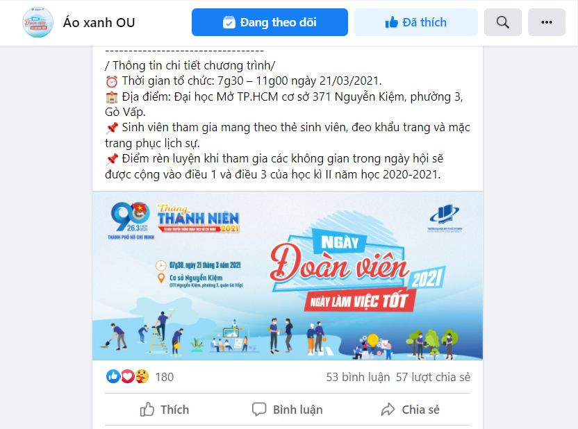Tháng Thanh niên 2021: “Ngày của những việc tốt” tại Đại học Mở TP.HCM ảnh 4