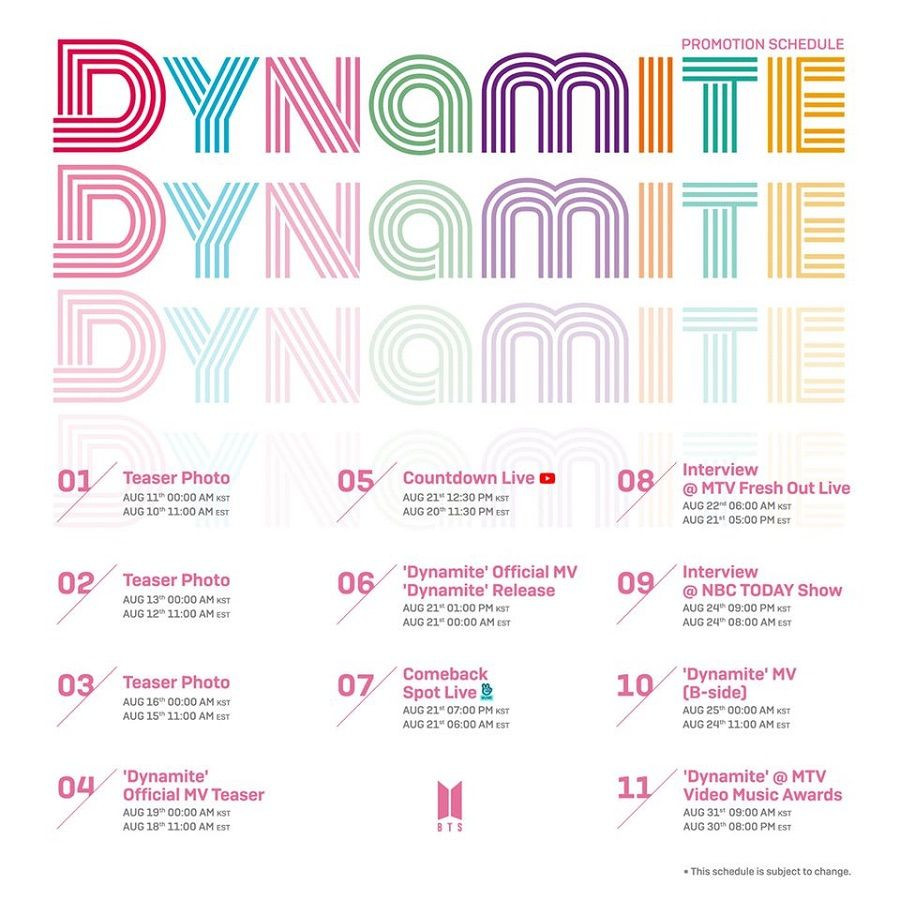 Cre: Big Hit Entertainment Big Hit nhá hàng lịch quảng bá "Dynamite", bật mí BTS sẽ biểu diễn tại VMAs 2020 ảnh 1