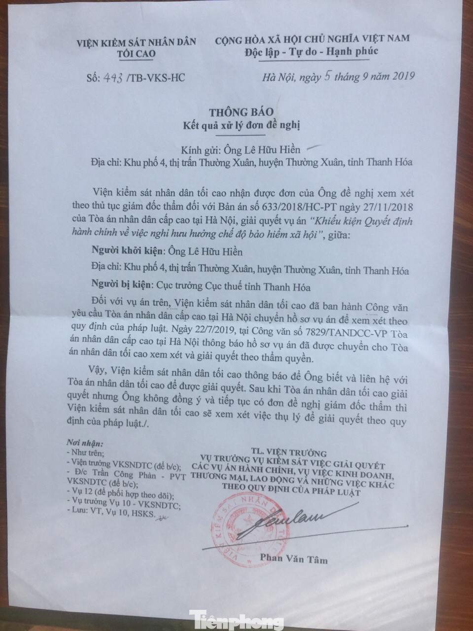 Người kiện Cục trưởng Cục thuế Thanh Hóa bị xóa tên khỏi danh sách đảng viên ảnh 1