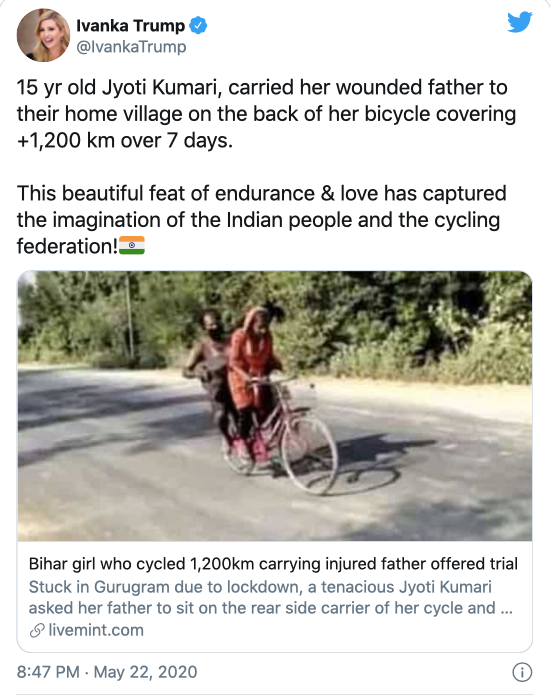 Con gái ông Trump gây tranh cãi vì khen cô bé nghèo Ấn Độ ảnh 1