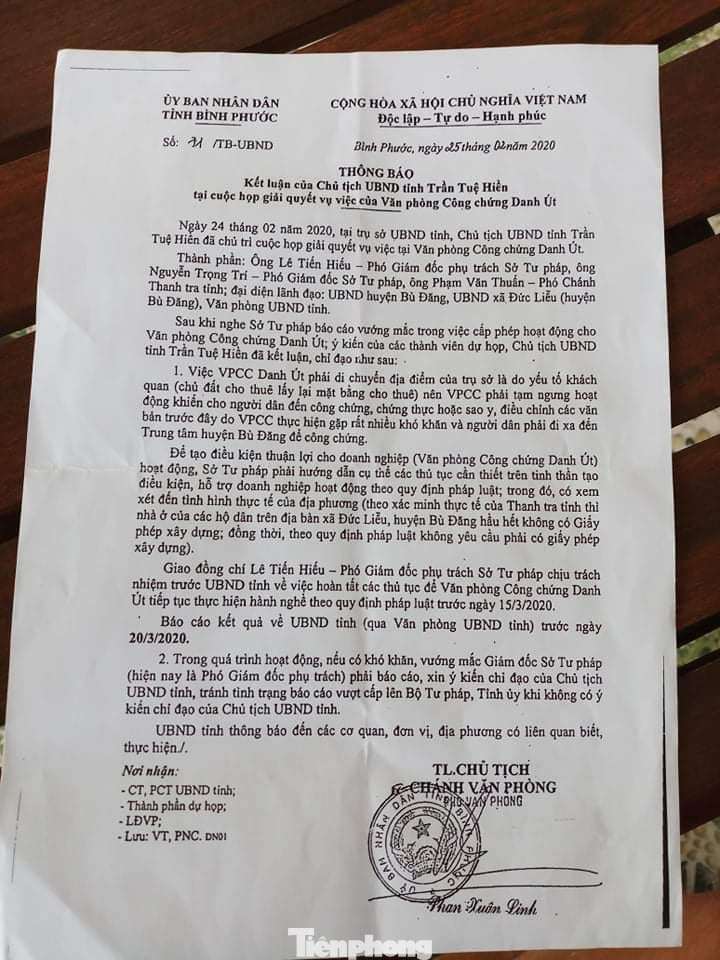 Chủ tịch tỉnh Bình Phước đề nghị Sở Tư pháp không báo cáo 'vượt cấp' ảnh 1