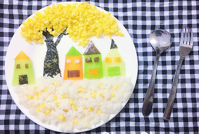 Nghệ thuật trang trí cơm trên đĩa “bao” cute ảnh 3
