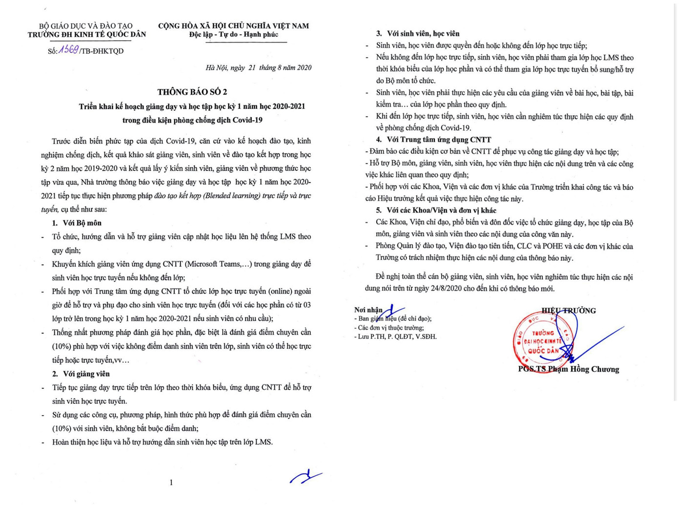Đại học Kinh tế Quốc dân triển khai phương pháp đào tạo kết hợp trực tiếp và trực tuyến ảnh 1
