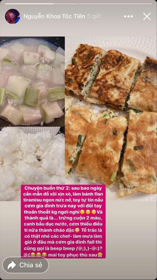 Sao Việt cách ly ngày 13: Tóc Tiên, Diệu Nhi gia nhập hội ‘Ghét bếp’ ảnh 1