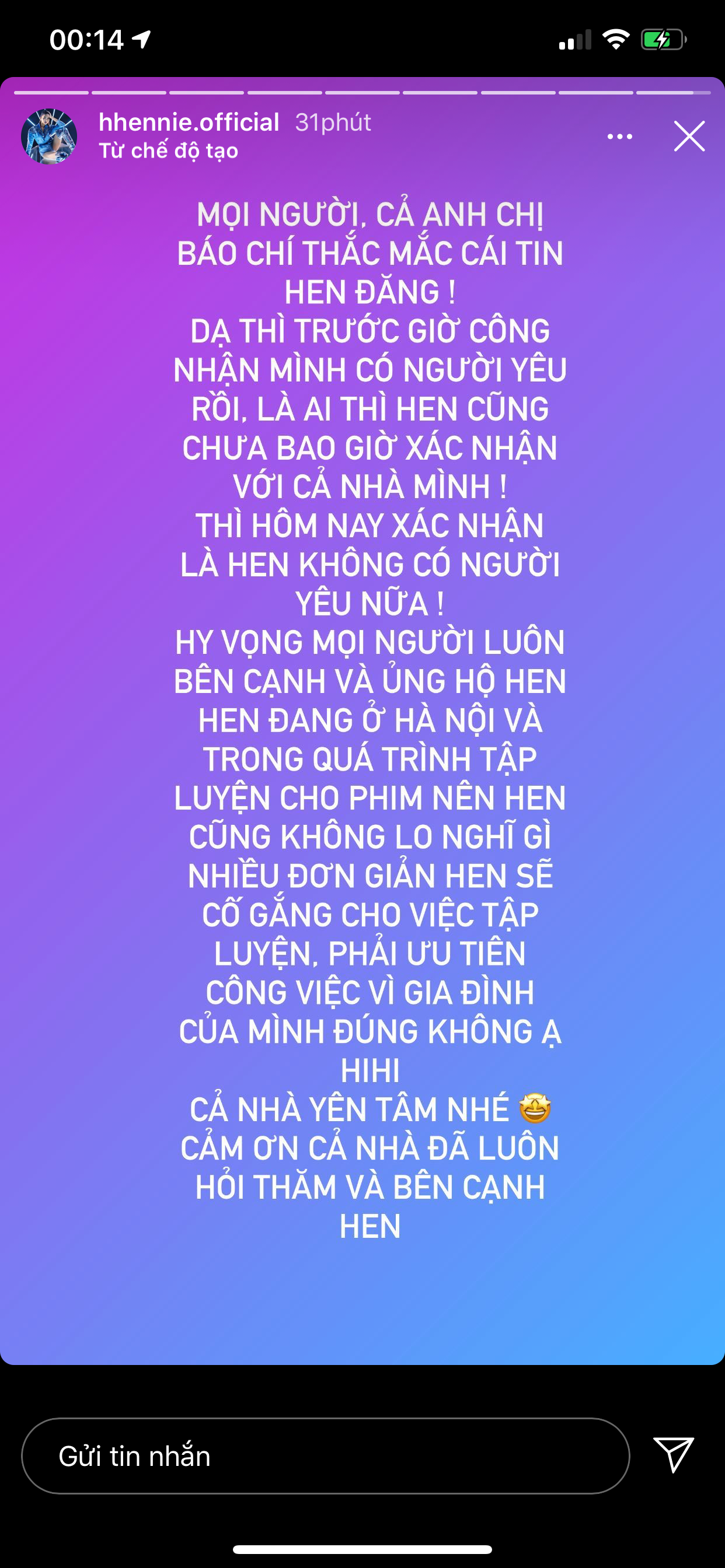 H'Hen Niê bất ngờ lên tiếng xác nhận chia tay bạn trai vào giữa đêm khiến fans hoang mang ảnh 1