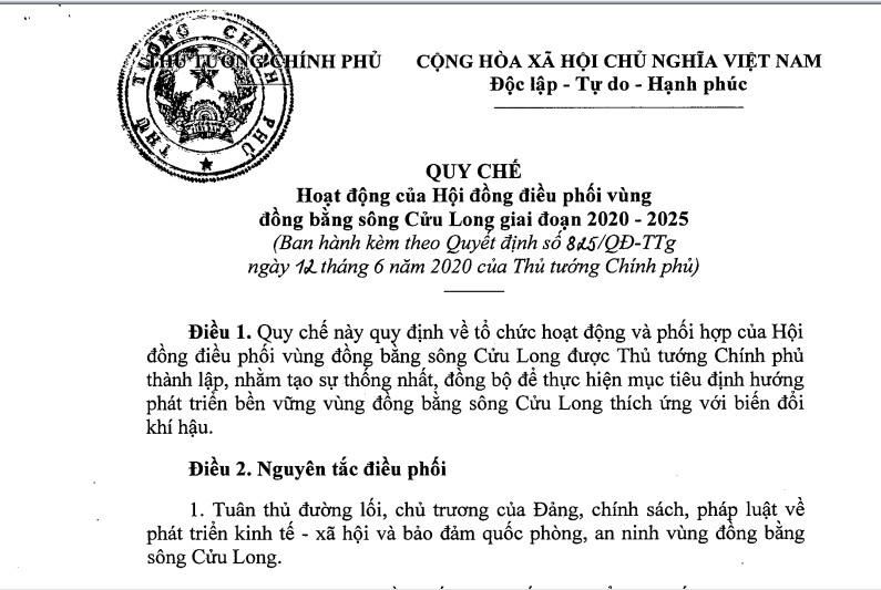 Hội đồng điều phối vùng ĐBSCL hoạt động như thế nào? ảnh 1