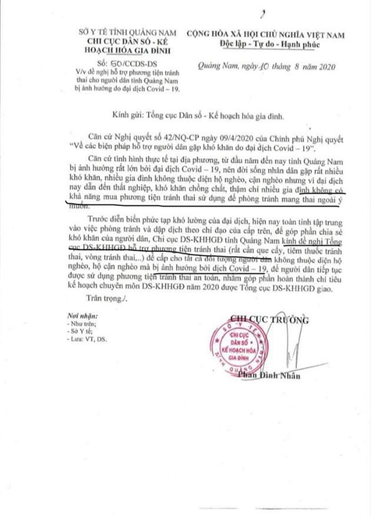 Quảng Nam: Kiến nghị hỗ trợ phương tiện tránh thai cho người dân ảnh hưởng COVID-19 ảnh 1