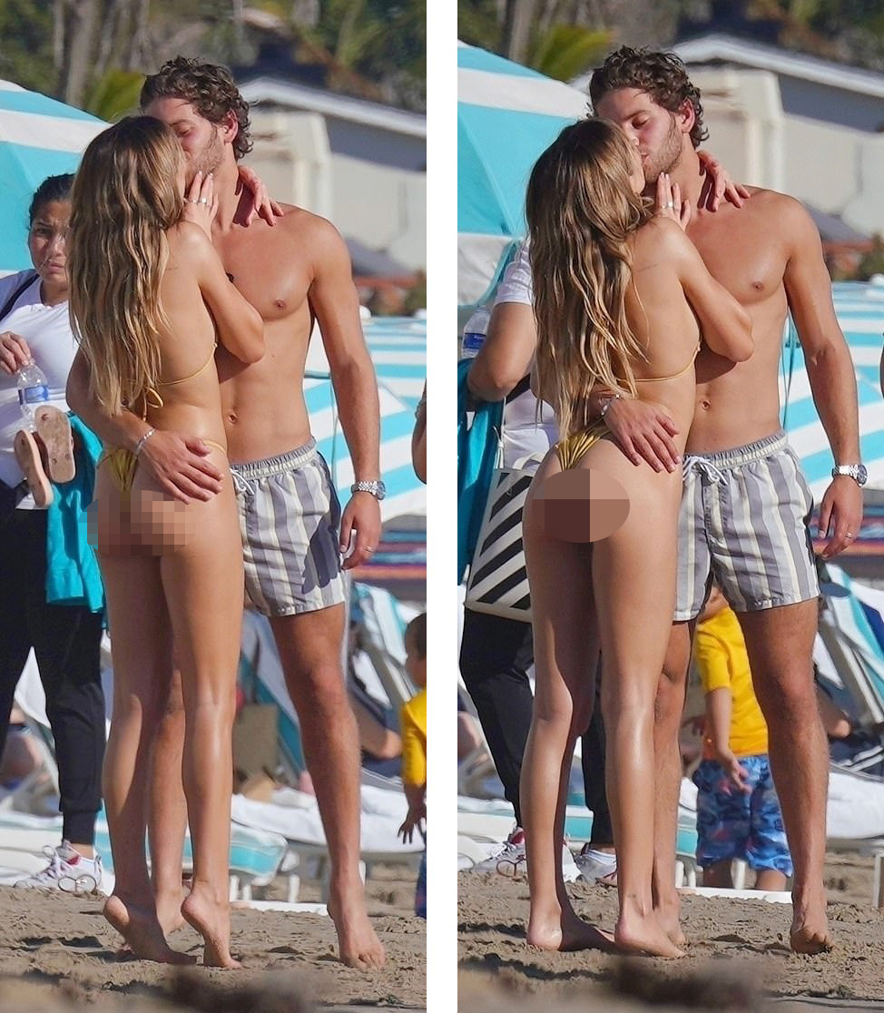 ‘Cô chiêu’ Hollywood mặc bikini siêu bé, ôm hôn sao Love Island trên bãi biển ảnh 2
