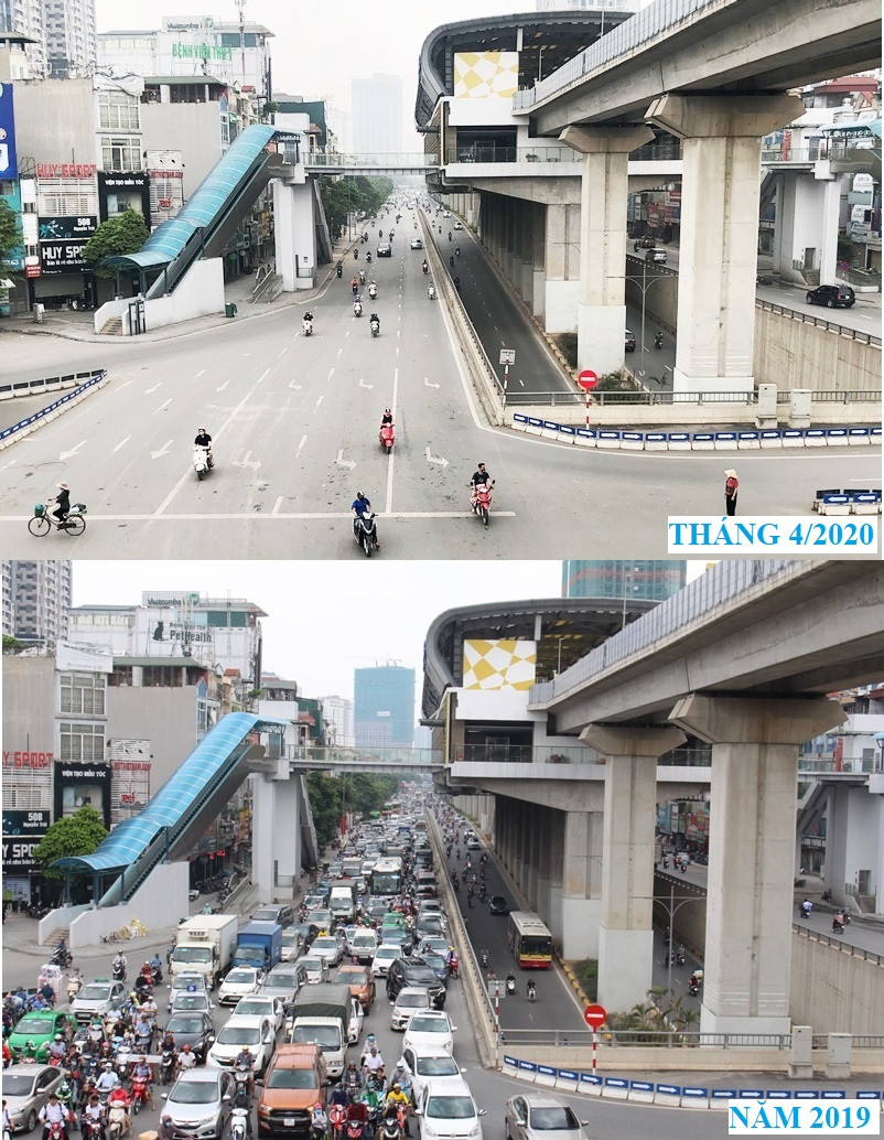 Những hình ảnh khác thường của giao thông Hà Nội sau 20 ngày cách ly xã hội ảnh 2