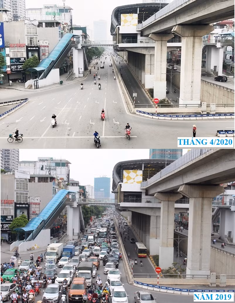 Những hình ảnh khác thường của giao thông Hà Nội sau 20 ngày cách ly xã hội ảnh 2