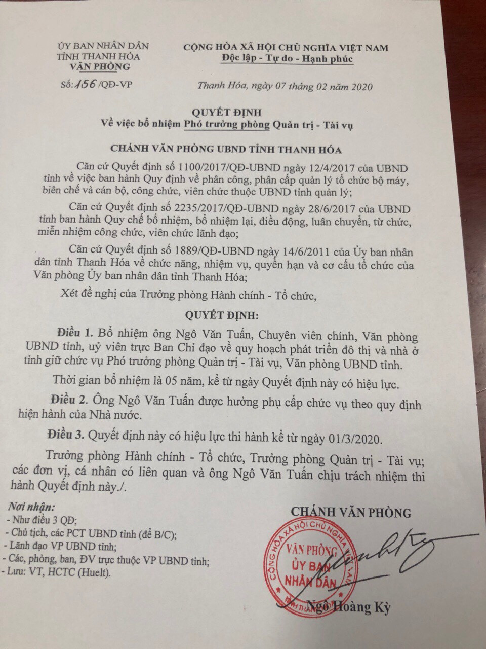 Cựu Phó Chủ tịch Thanh Hóa Ngô Văn Tuấn được bổ nhiệm làm phó phòng ảnh 2