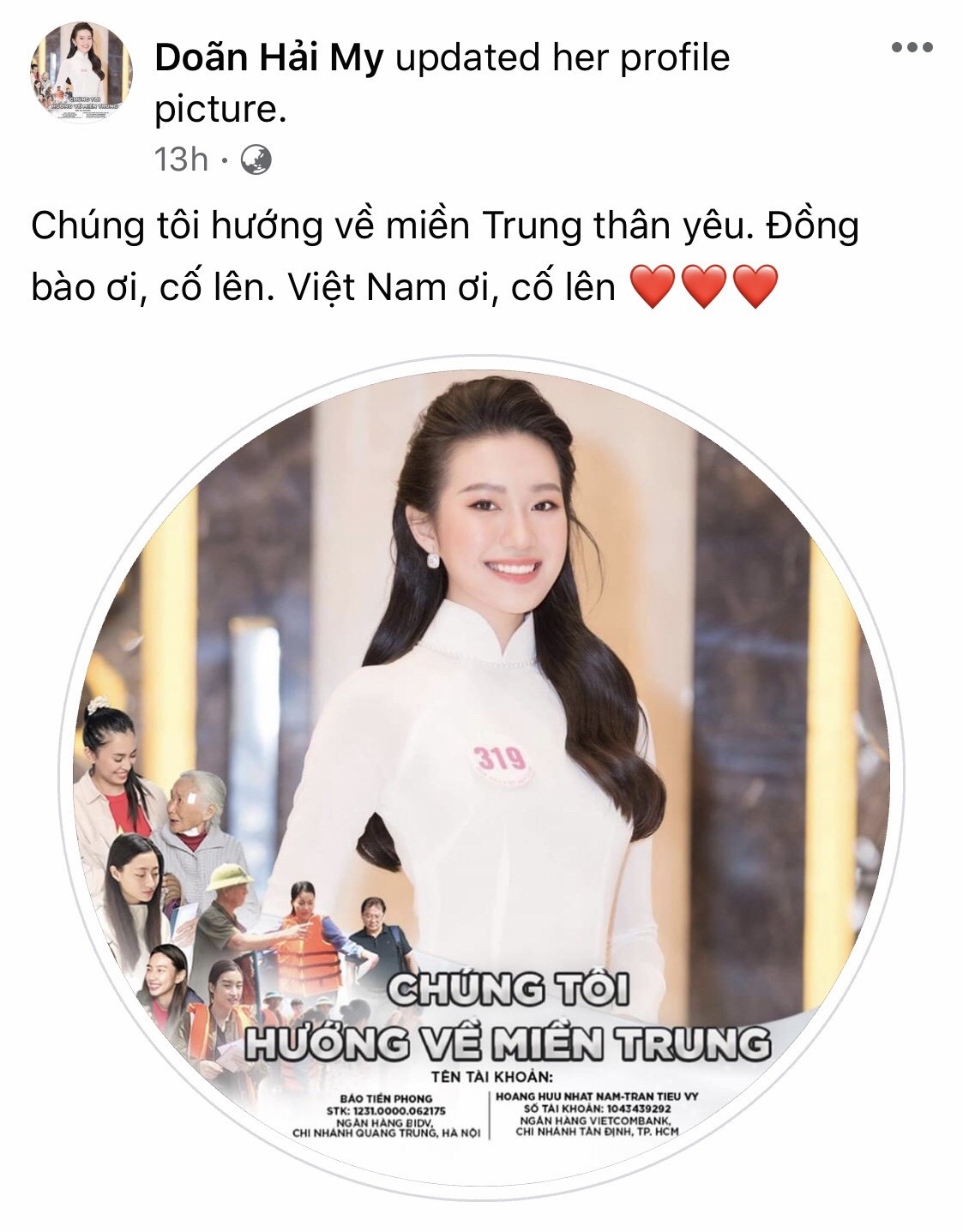 Thí sinh HHVN 2020 chia sẻ đầy xúc động, đồng loạt thay avatar hướng về miền Trung ảnh 20