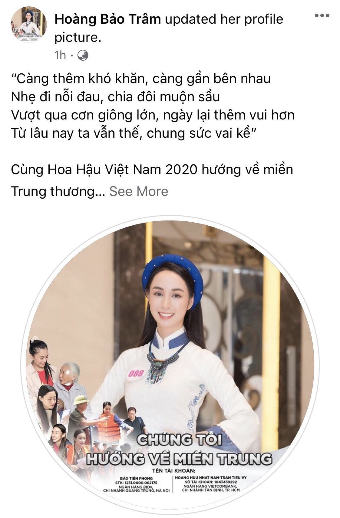 Thí sinh HHVN 2020 chia sẻ đầy xúc động, đồng loạt thay avatar hướng về miền Trung ảnh 17