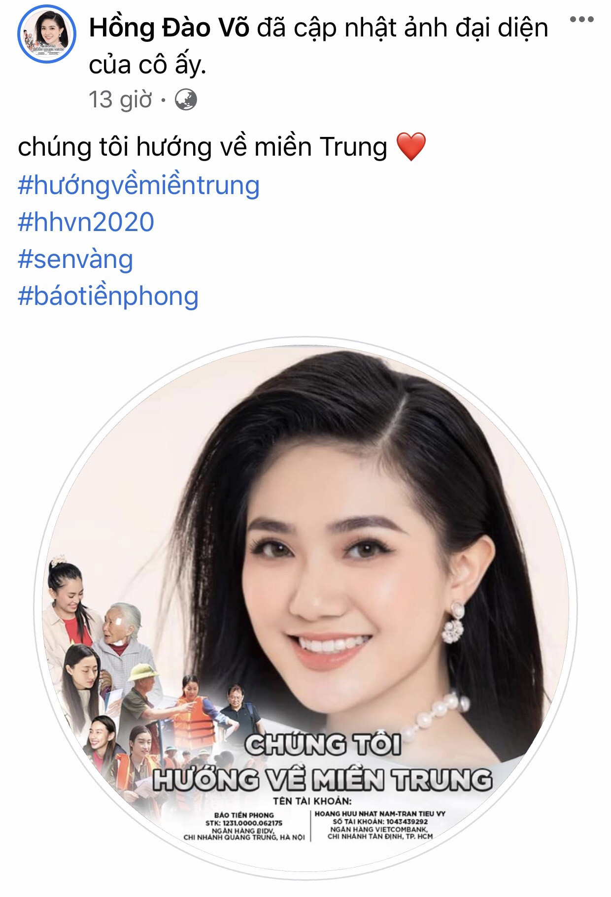 Thí sinh HHVN 2020 chia sẻ đầy xúc động, đồng loạt thay avatar hướng về miền Trung ảnh 23